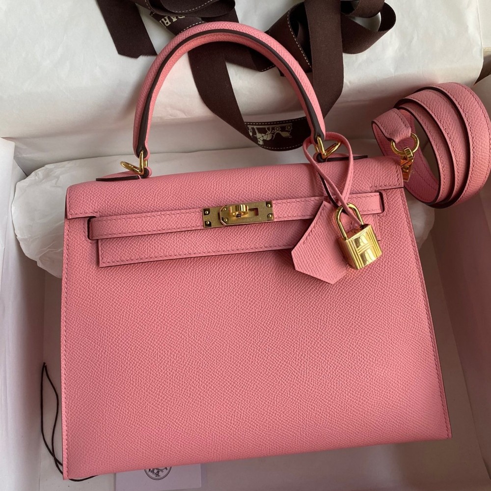 Hermes Epsom Kelly 25cm Sellier Handmade Rose Confetti Bag LDBS242070