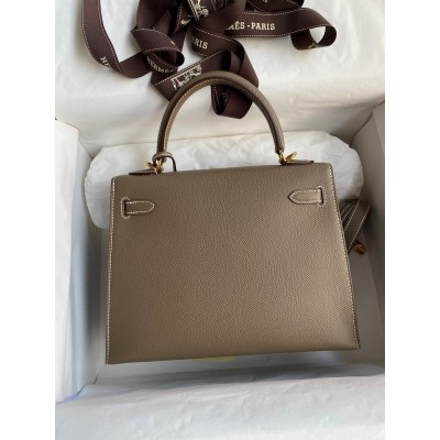 Hermes Epsom Kelly 25cm Sellier Handmade Taupe Bag LDBS242071