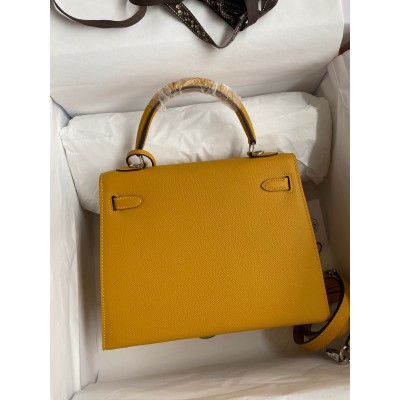 Hermes Epsom Kelly 25cm Sellier Handmade Yellow Bag LDBS242073