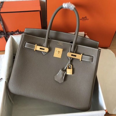 Hermes Etain Birkin 30cm Clemence Handmade Bag LDBS242074