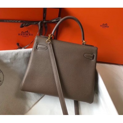 Hermes Etoupe Clemence Kelly 25cm GHW Bag LDBS242078