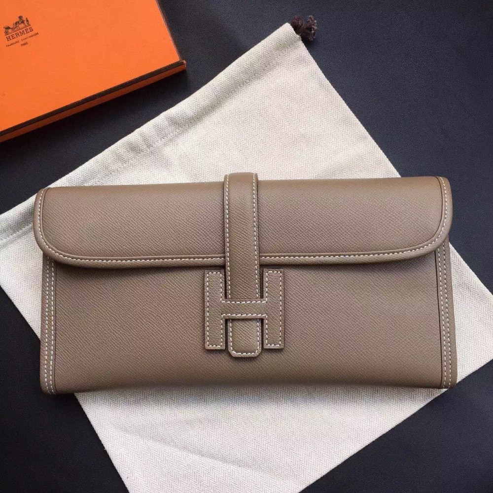 Hermes Etoupe Epsom Jige Elan 29 Clutch Bag LDBS242081