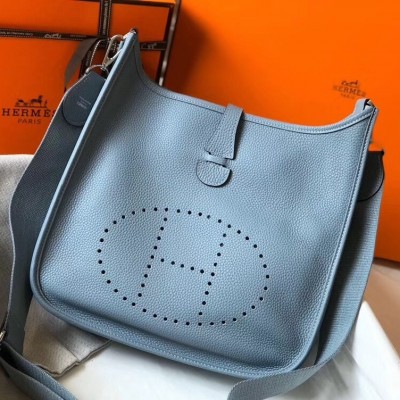 Hermes Evelyne III 29 Bag In Blue Lin Clemence Leather LDBS242085