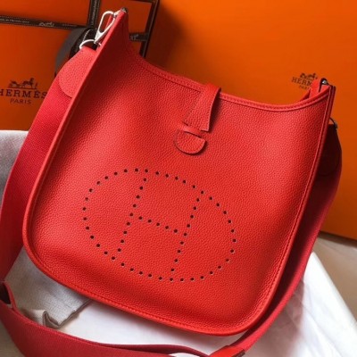 Hermes Evelyne III 29 Bag In Red Clemence Leather LDBS242093