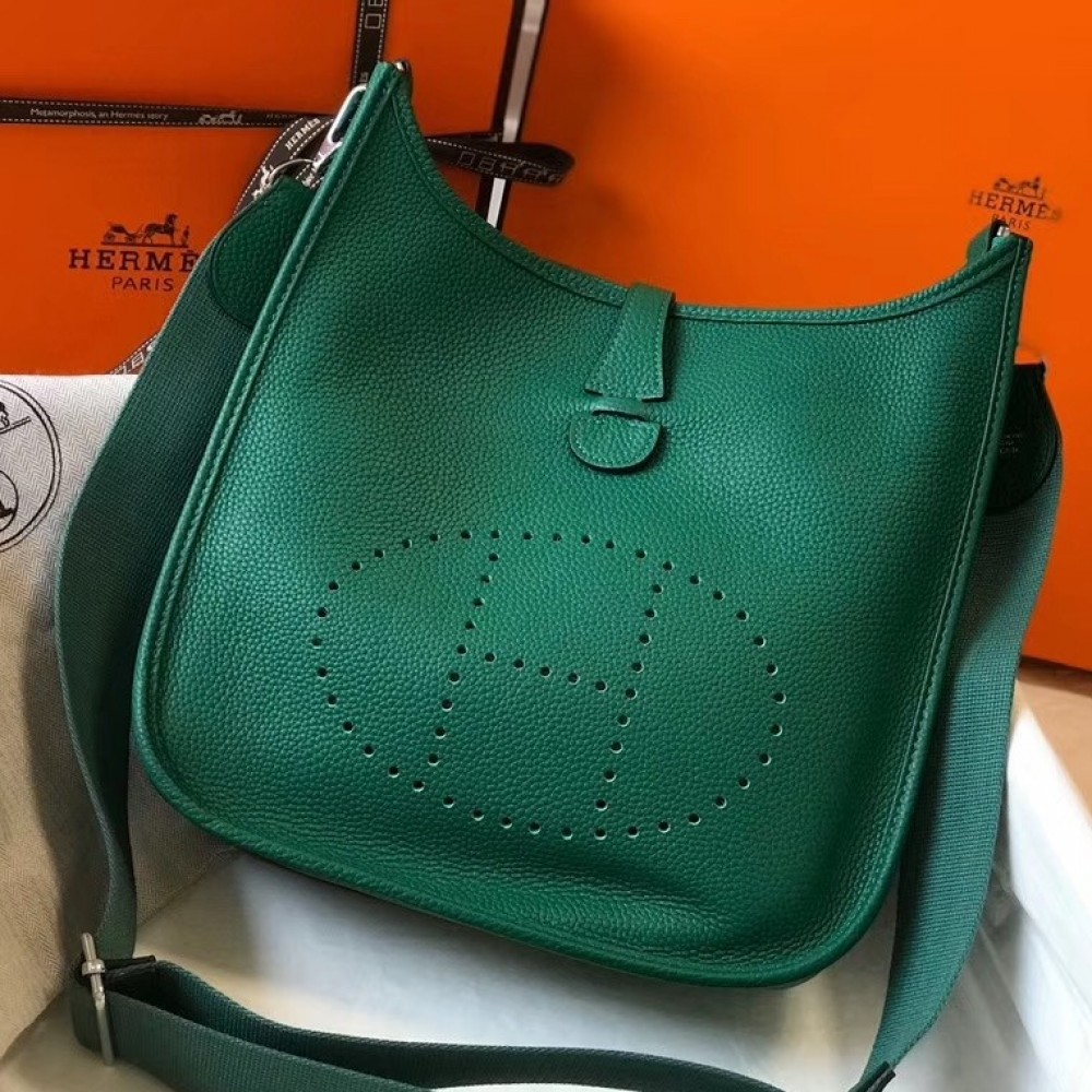 Hermes Evelyne III 29 Bag In Vert Vertigo Clemence Leather LDBS242099