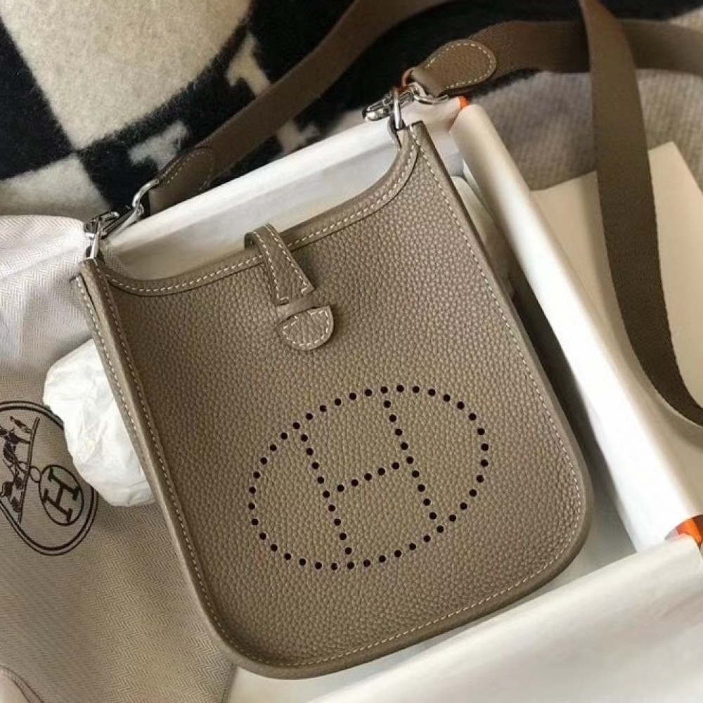 Hermes Evelyne III TPM Bag In Taupe Clemence Leather LDBS242111