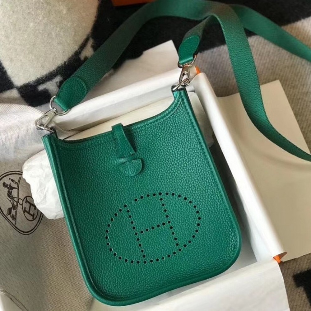 Hermes Evelyne III TPM Bag In Vert Vertigo Clemence Leather LDBS242116