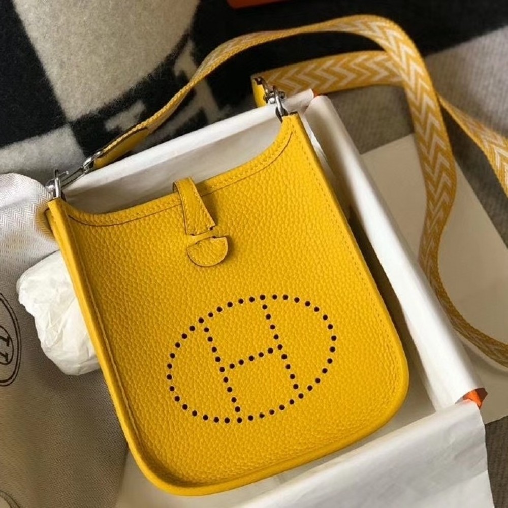 Hermes Evelyne III TPM Bag In Yellow Clemence Leather LDBS242117