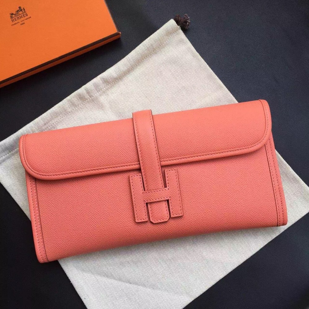 Hermes Flamingo Epsom Jige Elan 29 Clutch Bag LDBS242118