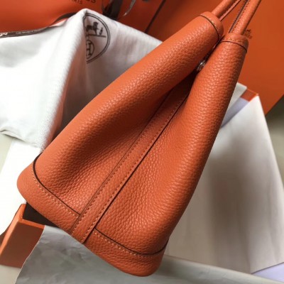 Hermes Garden Party 30 Bag In Orange Clemence Leather LDBS242126