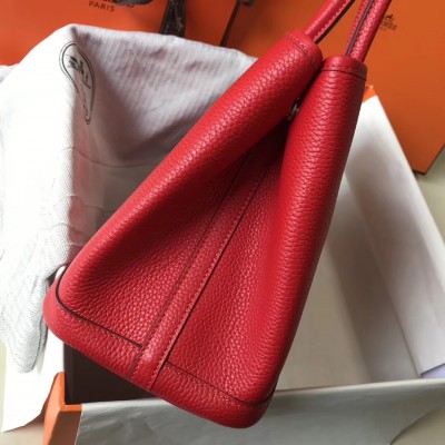 Hermes Garden Party 30 Bag In Red Clemence Leather LDBS242127