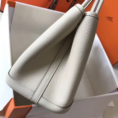 Hermes Garden Party 30 Bag In White Clemence Leather LDBS242131