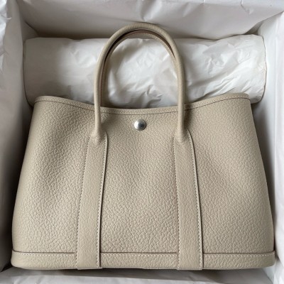 Hermes Garden Party 30 Handmade Bag in Beton Negonda Leather LDBS242136