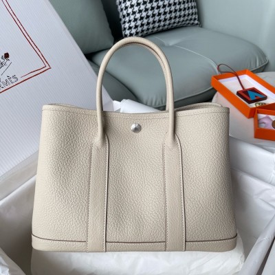 Hermes Garden Party 30 Handmade Bag in Beton Negonda Leather LDBS242136