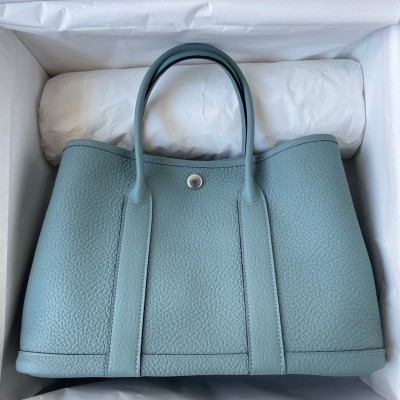 Hermes Garden Party 30 Handmade Bag in Ciel Negonda Leather LDBS242139