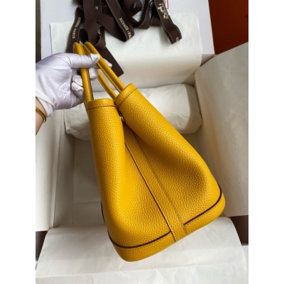 Hermes Garden Party 30 Handmade Bag in Jaune Ambre Clemence Leather LDBS242143