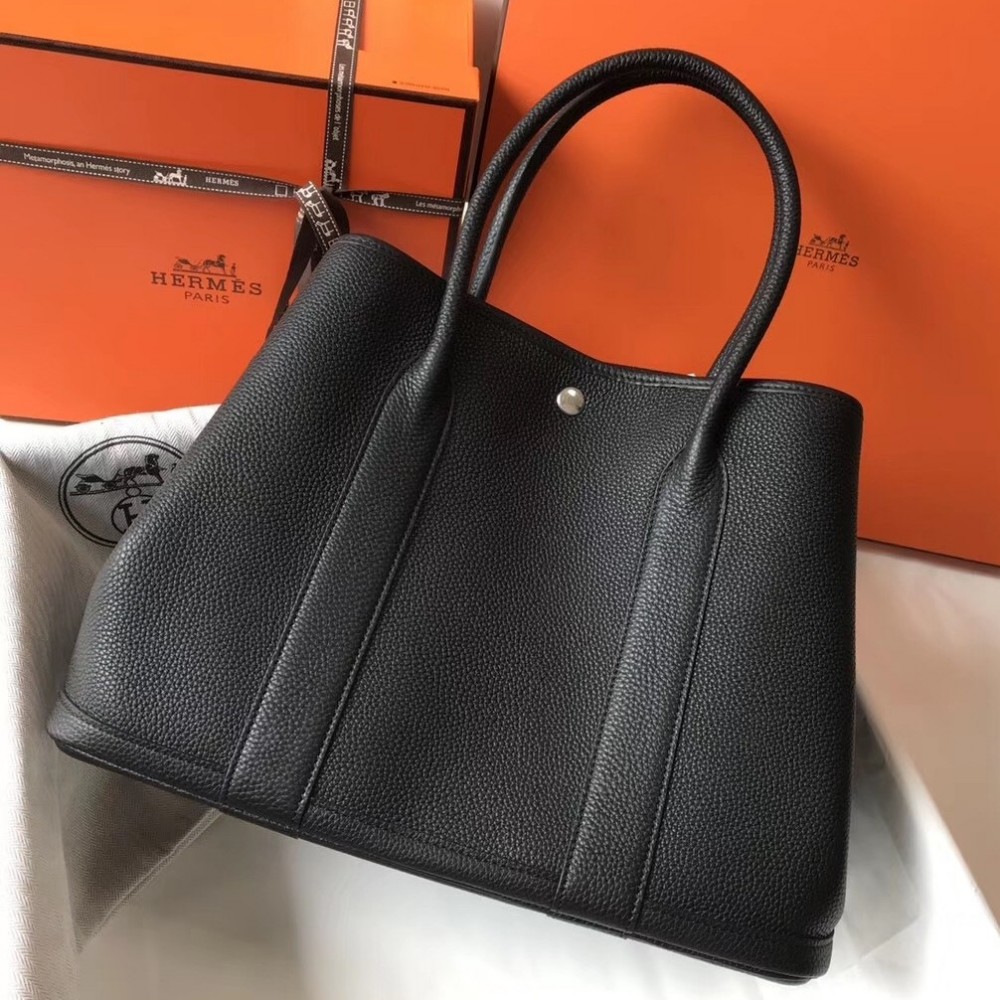 Hermes Garden Party 36 Bag In Black Clemence Leather LDBS242149