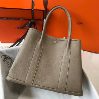 Hermes Garden Party 36 Bag In Grey Clemence Leather LDBS242154