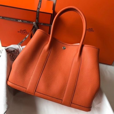 Hermes Garden Party 36 Bag In Orange Clemence Leather LDBS242155