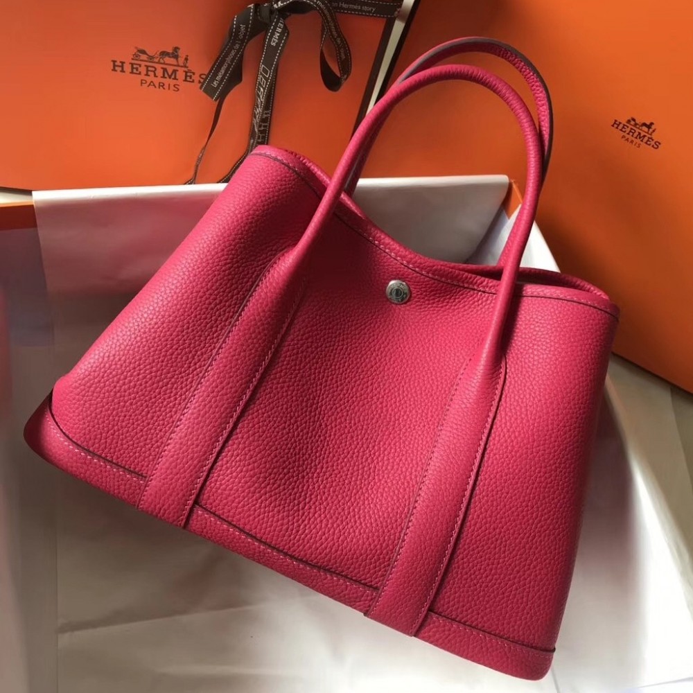 Hermes Garden Party 36 Bag In Rose Tyrien Clemence Leather LDBS242157