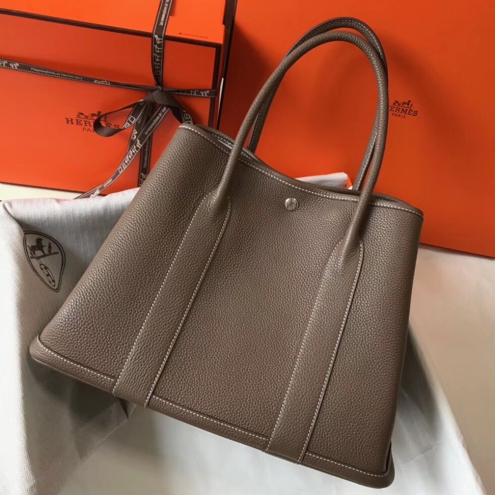 Hermes Garden Party 36 Bag In Taupe Clemence Leather LDBS242158