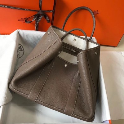 Hermes Garden Party 36 Bag In Taupe Clemence Leather LDBS242158