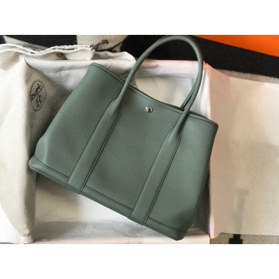 Hermes Garden Party 36 Bag In Vert Amanda Clemence Leather LDBS242159