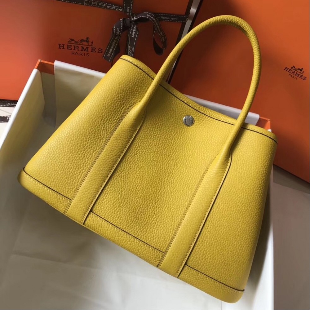 Hermes Garden Party 36 Bag In Yellow Clemence Leather LDBS242162