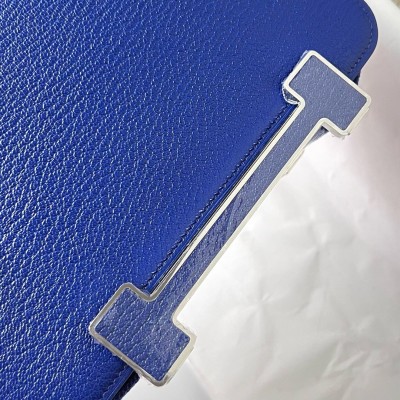 Hermes Geta Handmade Bag In Blue Electric Chevre Mysore Leather LDBS242168