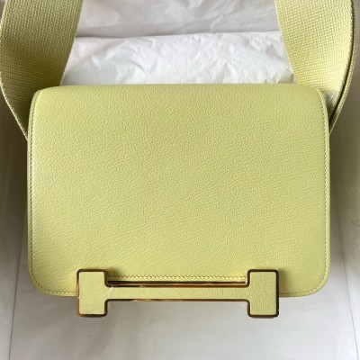 Hermes Geta Handmade Bag In Jaune Bourgeon Chevre Mysore Leather LDBS242171