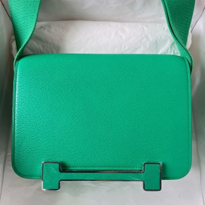 Hermes Geta Handmade Bag In Menthe Chevre Mysore Leather LDBS242172