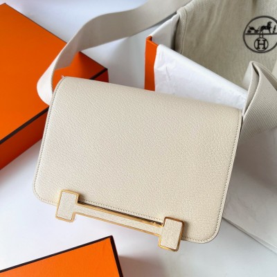 Hermes Geta Handmade Bag In Nata Chevre Mysore Leather LDBS242173