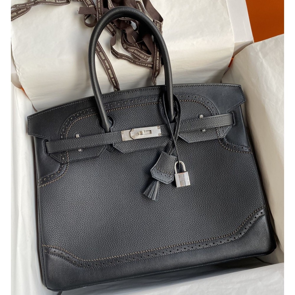 Hermes Ghillies Birkin 35cm Limited-edition Bag In Black Calfskin LDBS242179