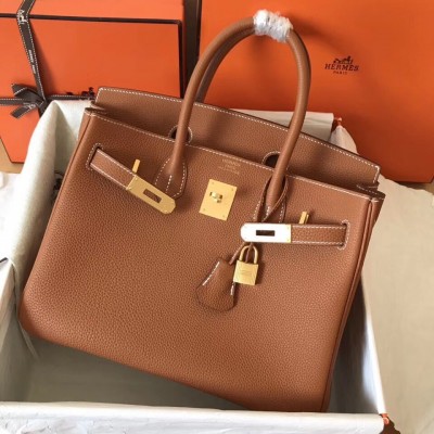 Hermes Gold Birkin 30cm Clemence Handmade Bag LDBS242182