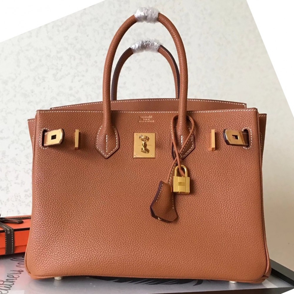 Hermes Gold Birkin 30cm Clemence Handmade Bag LDBS242181