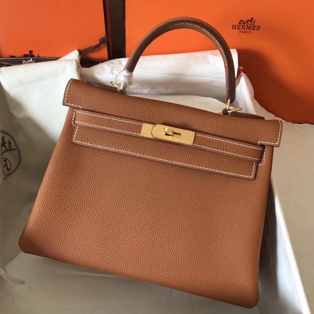 Hermes Gold Clemence Kelly 28cm Handmade Bag LDBS242188