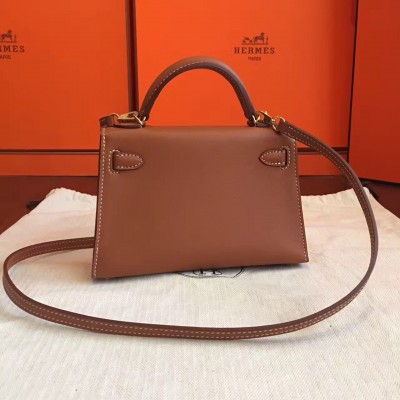 Hermes Gold Swift Kelly Mini II Handmade Bag LDBS242209