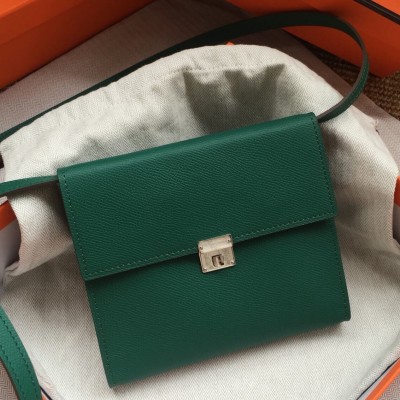 Hermes Green Clic 16 Wallet With Strap LDBS242221