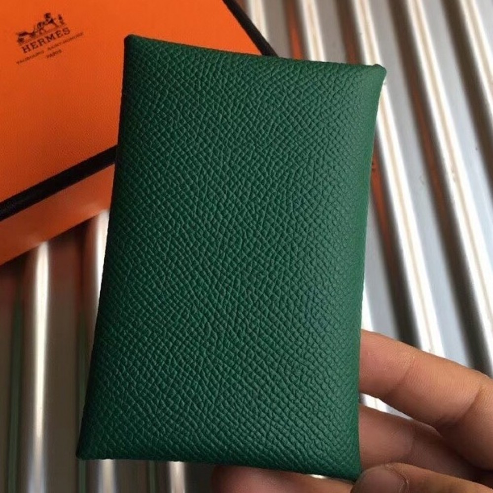 Hermes Green Epsom Calvi Card Holder LDBS242222