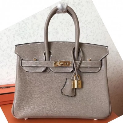 Hermes Grey Birkin 25cm Clemence Handmade Bag LDBS242228