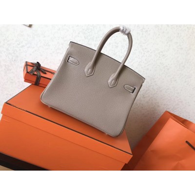 Hermes Grey Birkin 25cm Clemence Handmade Bag LDBS242228