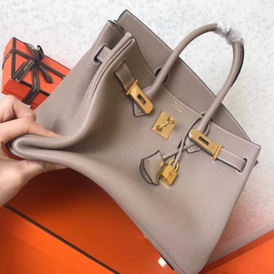 Hermes Grey Birkin 30cm Clemence Handmade Bag LDBS242229