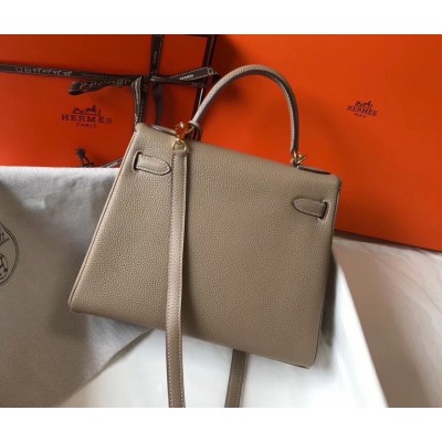 Hermes Grey Clemence Kelly 25cm GHW Bag LDBS242234