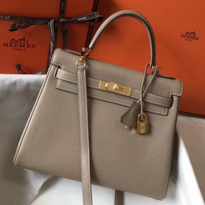 Hermes Grey Clemence Kelly 28cm Bag LDBS242235