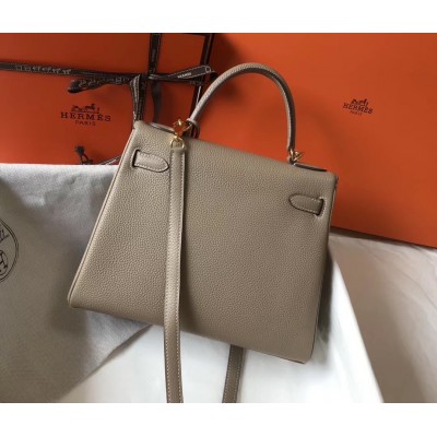 Hermes Grey Clemence Kelly 32cm Retourne Bag LDBS242236