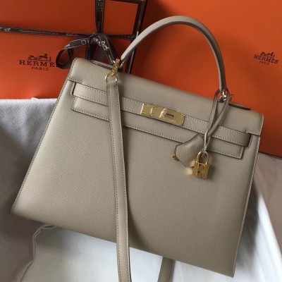 Hermes Grey Epsom Kelly 32cm Sellier Bag LDBS242240