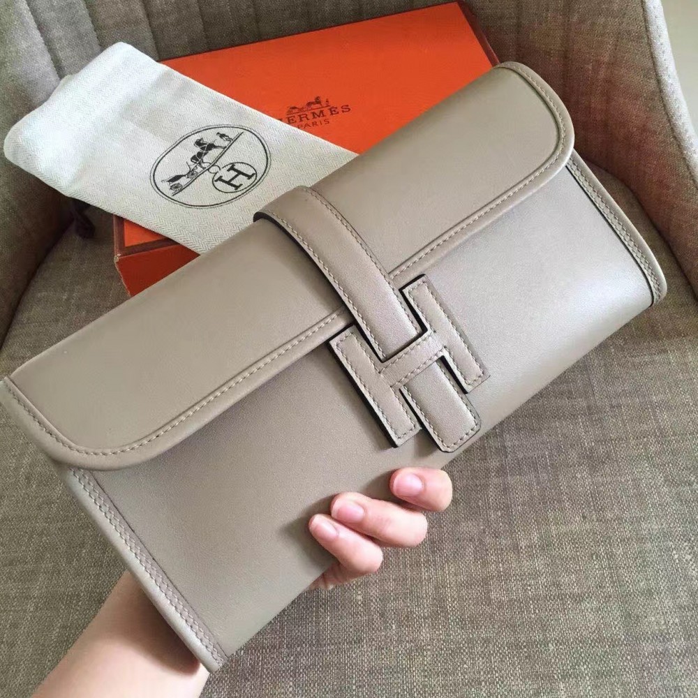 Hermes Grey Swift Jige Elan 29 Clutch LDBS242245