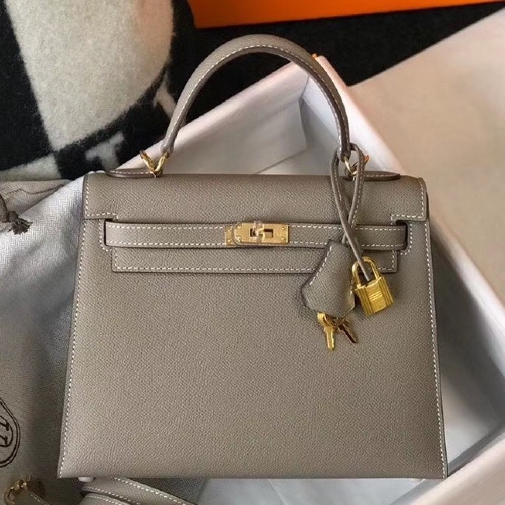 Hermes Gris Asphalt Epsom Kelly 25cm Sellier Bag GHW LDBS242249