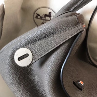 Hermes Gris Mouette Lindy 26cm Clemence Handmade Bag LDBS242252