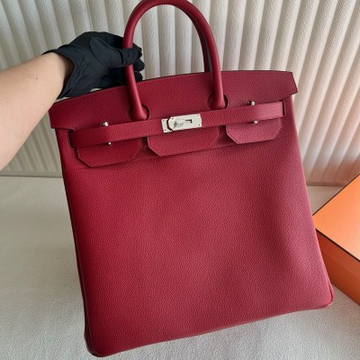 Hermes HAC Birkin 40 Handmade Bag in Red Clemence Leather LDBS242262